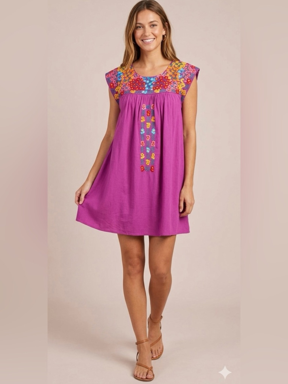 Savanna Jane, NWT, Purple Mini Dress w Floral Embroidery, S, P2P:17”